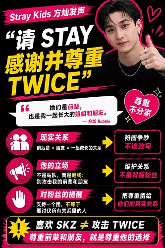 方灿让 STAY 尊重 TWICE,这件事不是普通前后辈互动