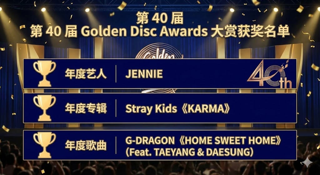 🏆 第 40 届 Golden Disc Awards (金唱片) 部分获奖名单